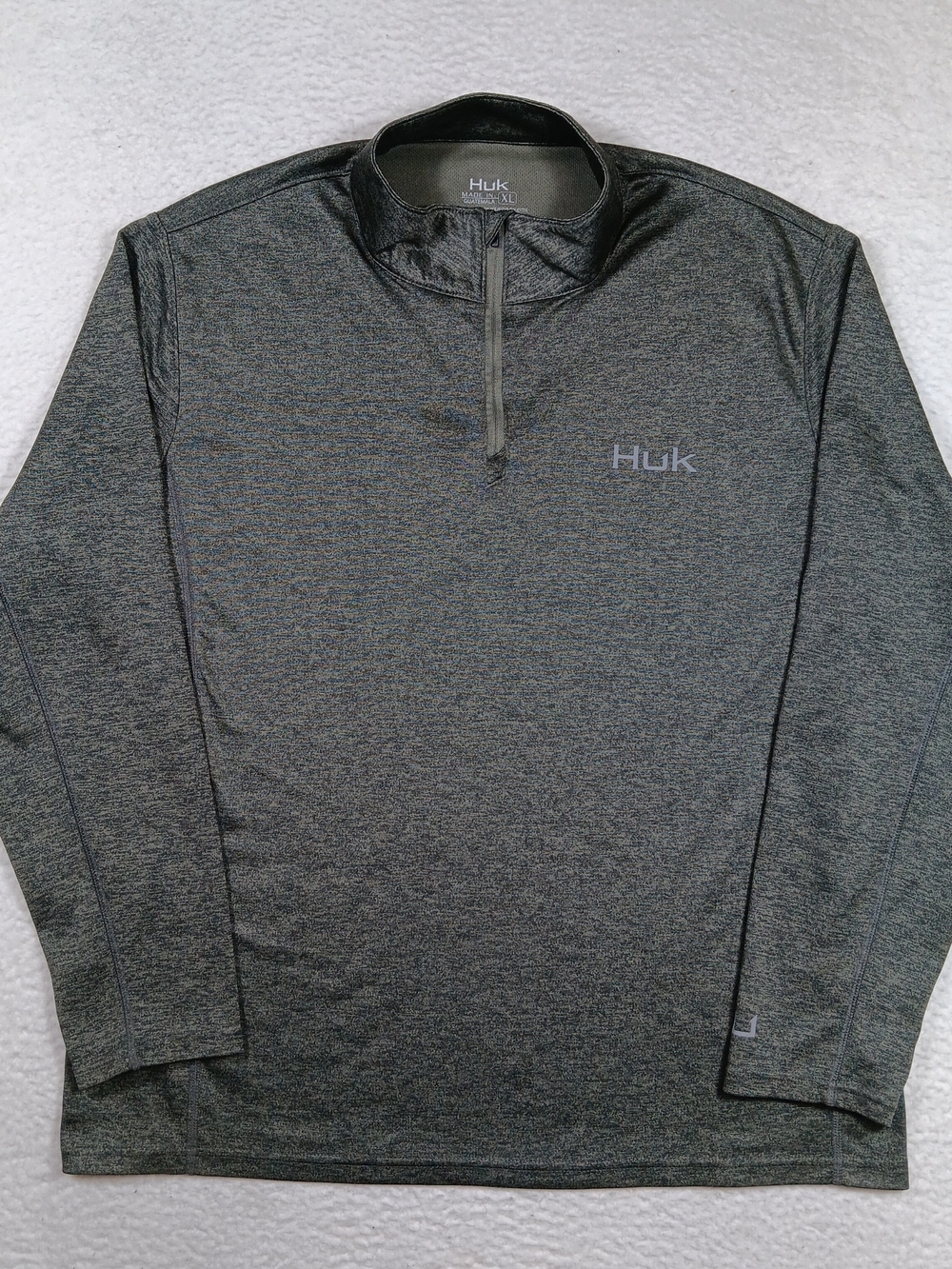 Huk Pullover Mens XL Green Performance 1/4 Zip Lightweight Outdoor Fishing
